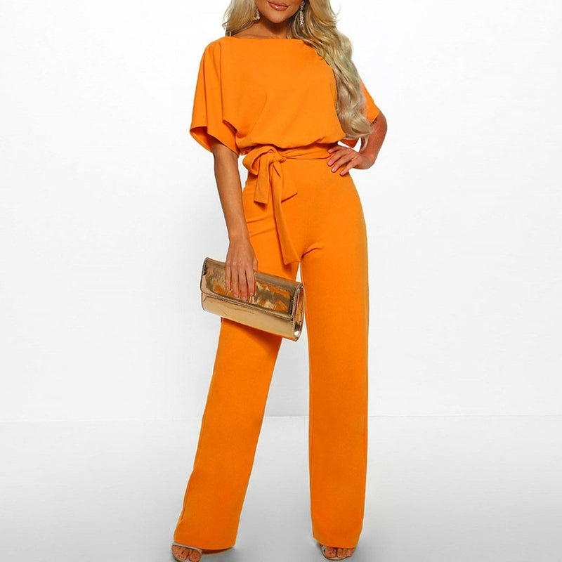 Damens Jumpsuit Med Laced Midja och Vida Ben 9
