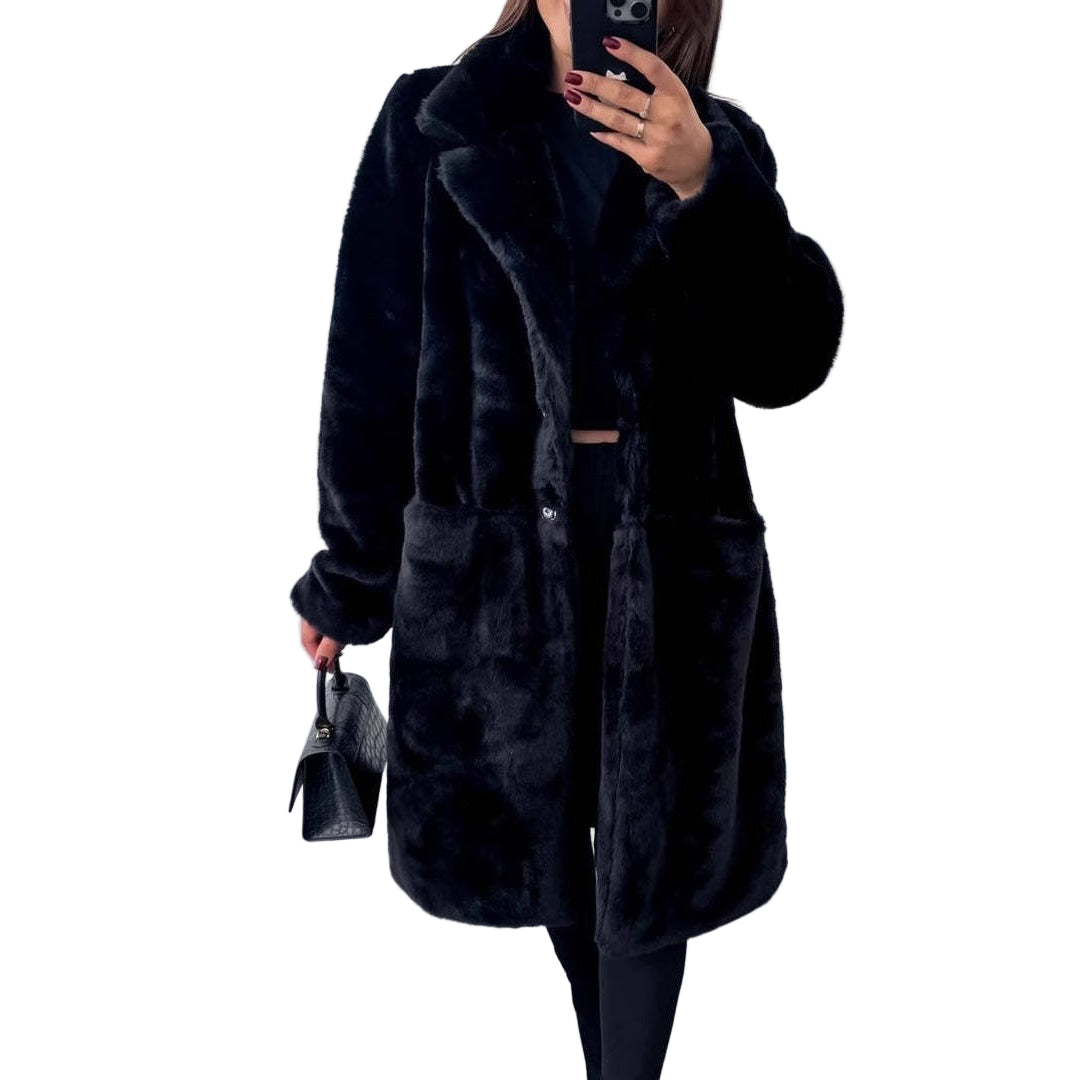 Damens Lång Kappa Oversized med Vid Krage 0