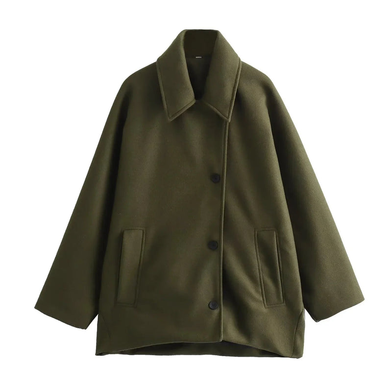 Damens Oversized Vinterjacka med Långa Ärmar och Knäppning 0