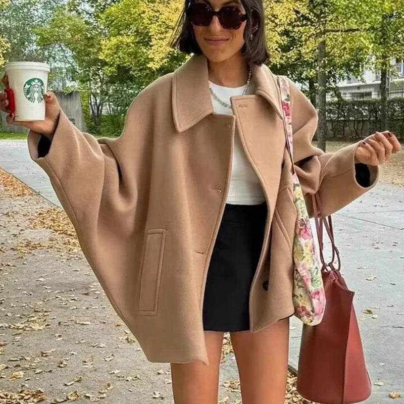 Damens Oversized Vinterjacka med Långa Ärmar och Knäppning 2