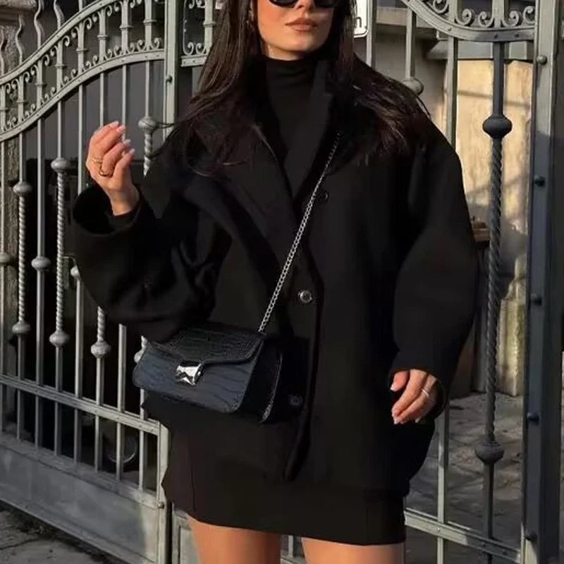 Damens Oversized Vinterjacka med Långa Ärmar och Knäppning 4