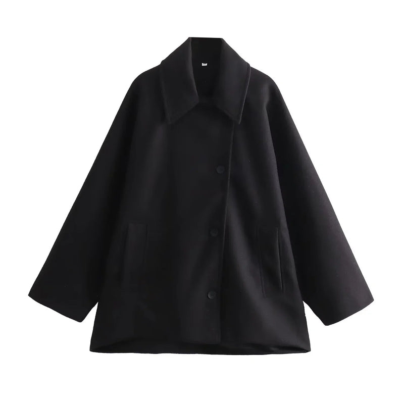Damens Oversized Vinterjacka med Långa Ärmar och Knäppning 7