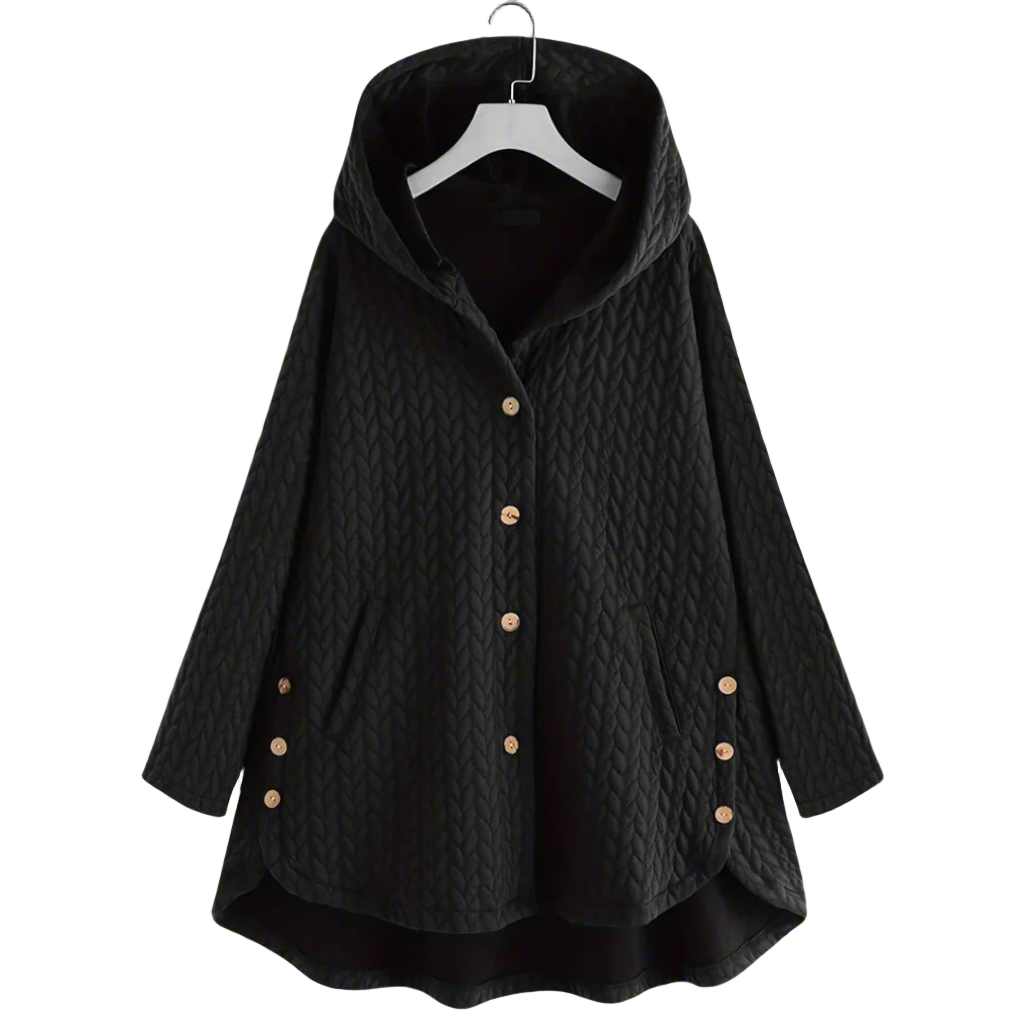 Damens Padded Jacka – Oversized Passform – Kviltad Textur – Huva – Asymmetrisk Söm 0