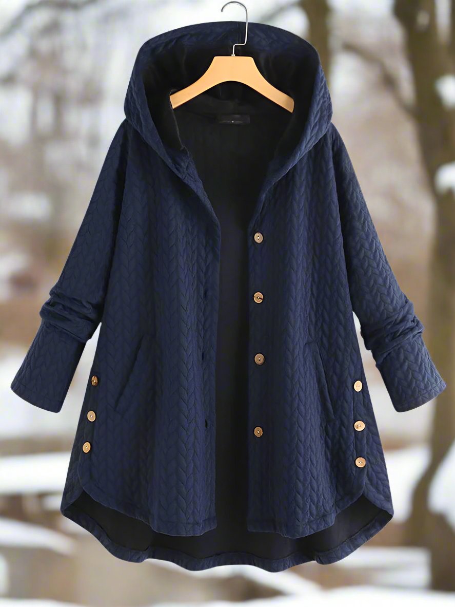 Damens Padded Jacka – Oversized Passform – Kviltad Textur – Huva – Asymmetrisk Söm 1