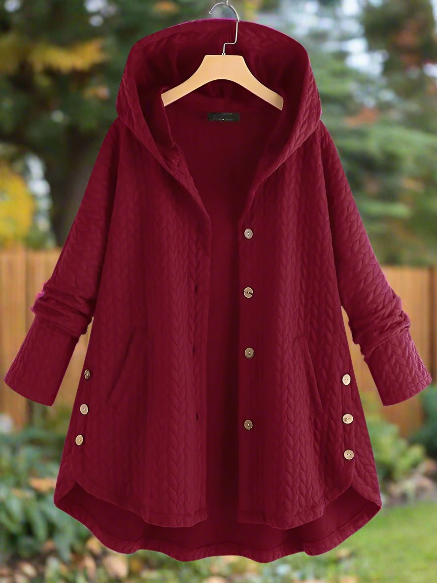 Damens Padded Jacka – Oversized Passform – Kviltad Textur – Huva – Asymmetrisk Söm 2