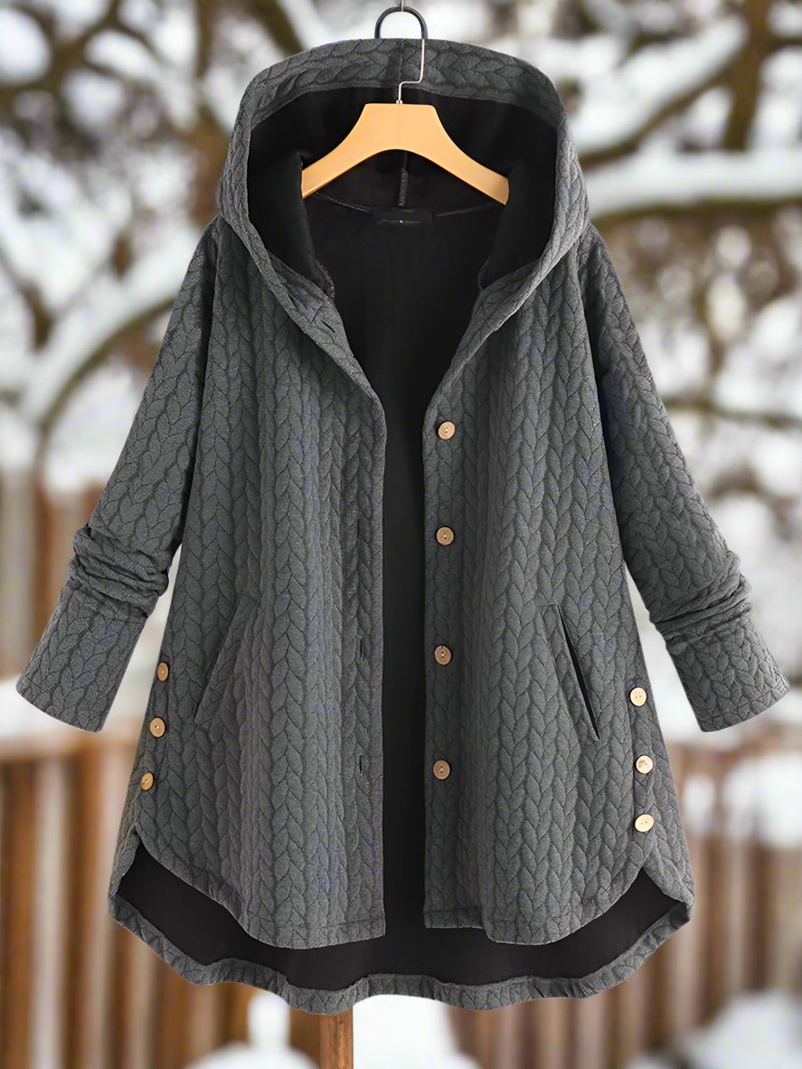 Damens Padded Jacka – Oversized Passform – Kviltad Textur – Huva – Asymmetrisk Söm 4