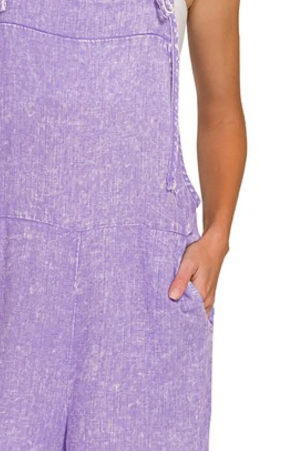 Damens Romper med Knytband i Tvättad Linne 2