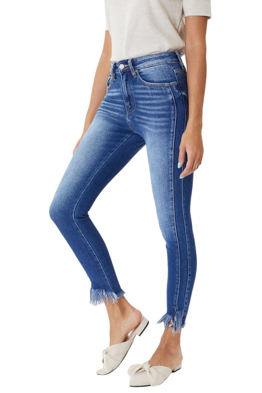 Damens Skinny Jeans Hög Midja med Detaljerad Söm 0