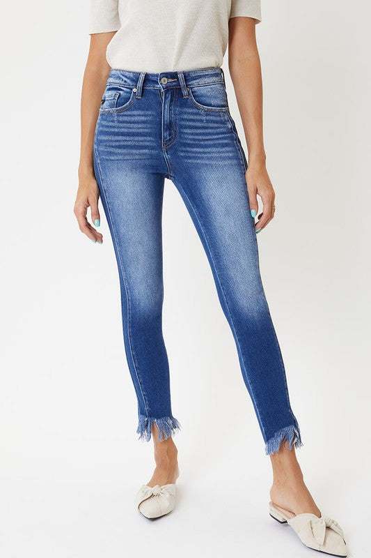 Damens Skinny Jeans Hög Midja med Detaljerad Söm 1