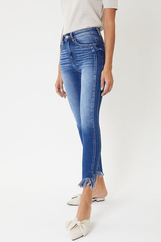 Damens Skinny Jeans Hög Midja med Detaljerad Söm 2
