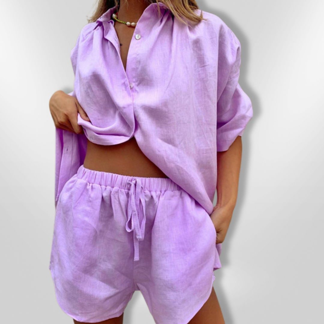 Damens Sommarset Oversize Skjorta och Shorts 5