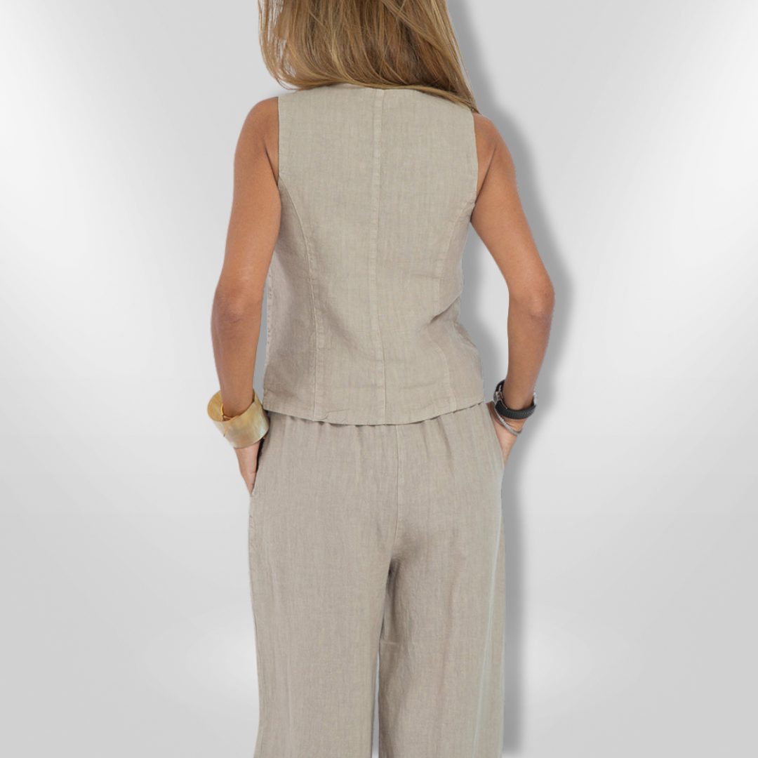 Damensemble med Justerad Top och Lätt Byxa 1