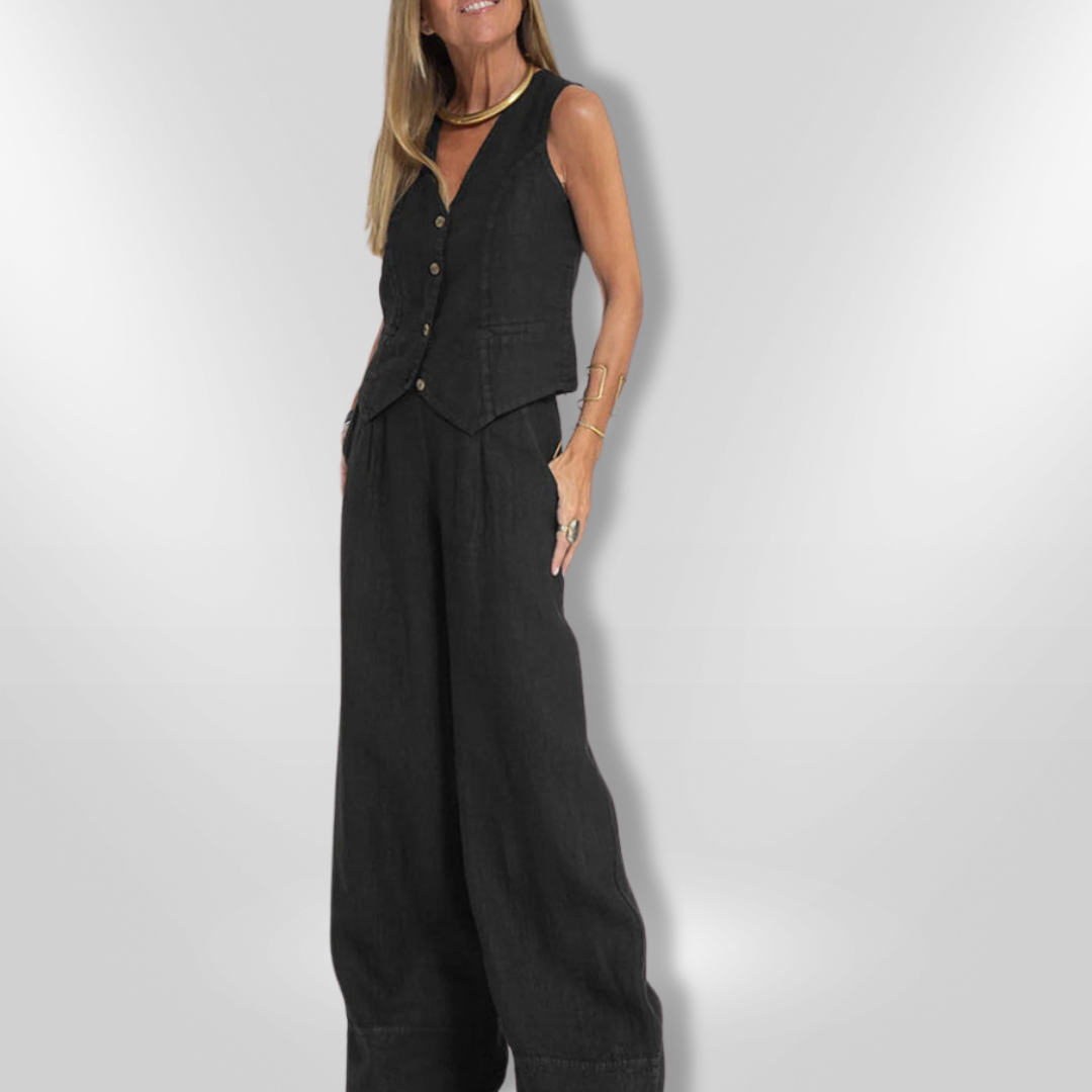 Damensemble med Justerad Top och Lätt Byxa 3