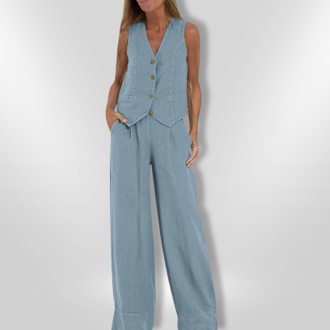 Damensemble med Justerad Top och Lätt Byxa 4