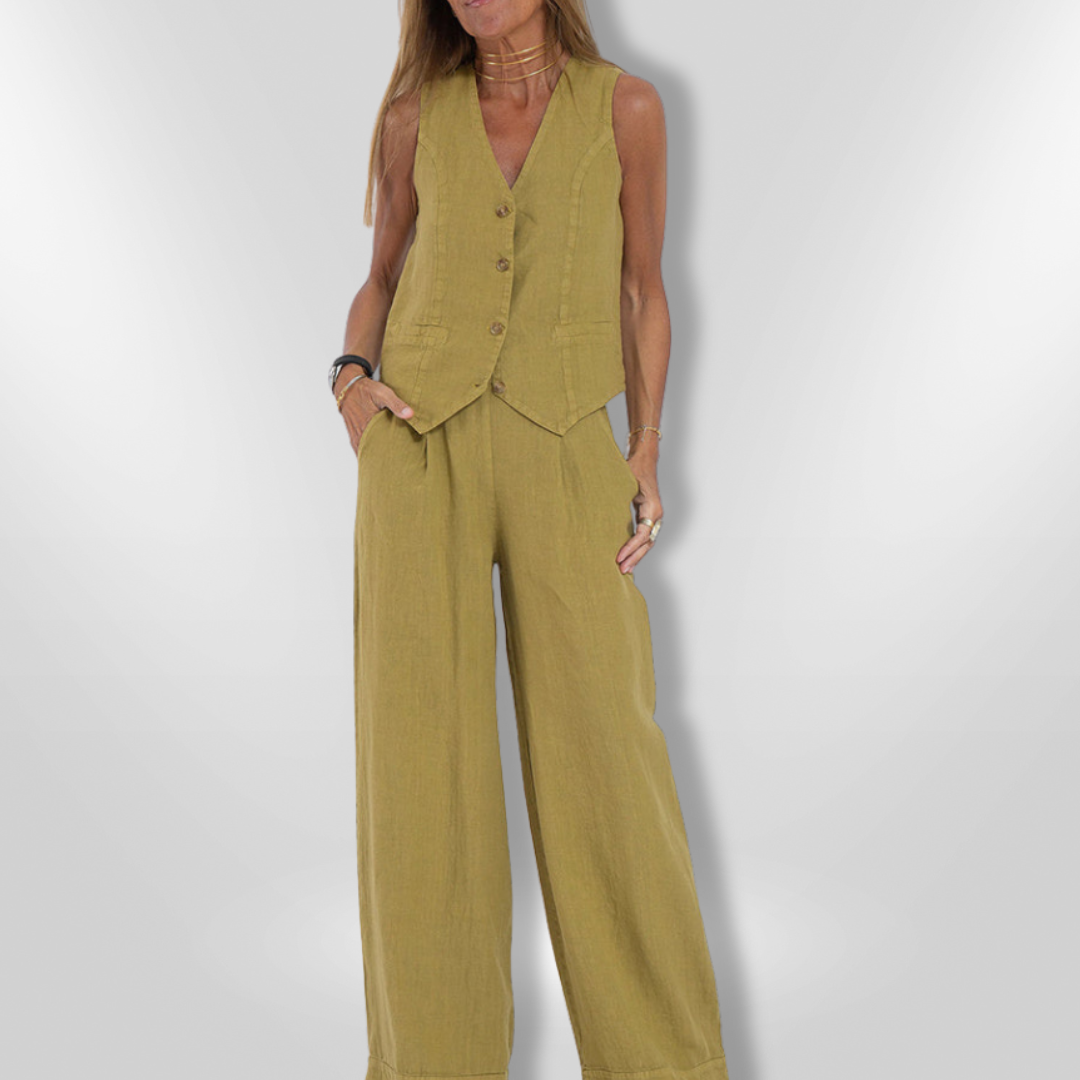 Damensemble med Justerad Top och Lätt Byxa 6