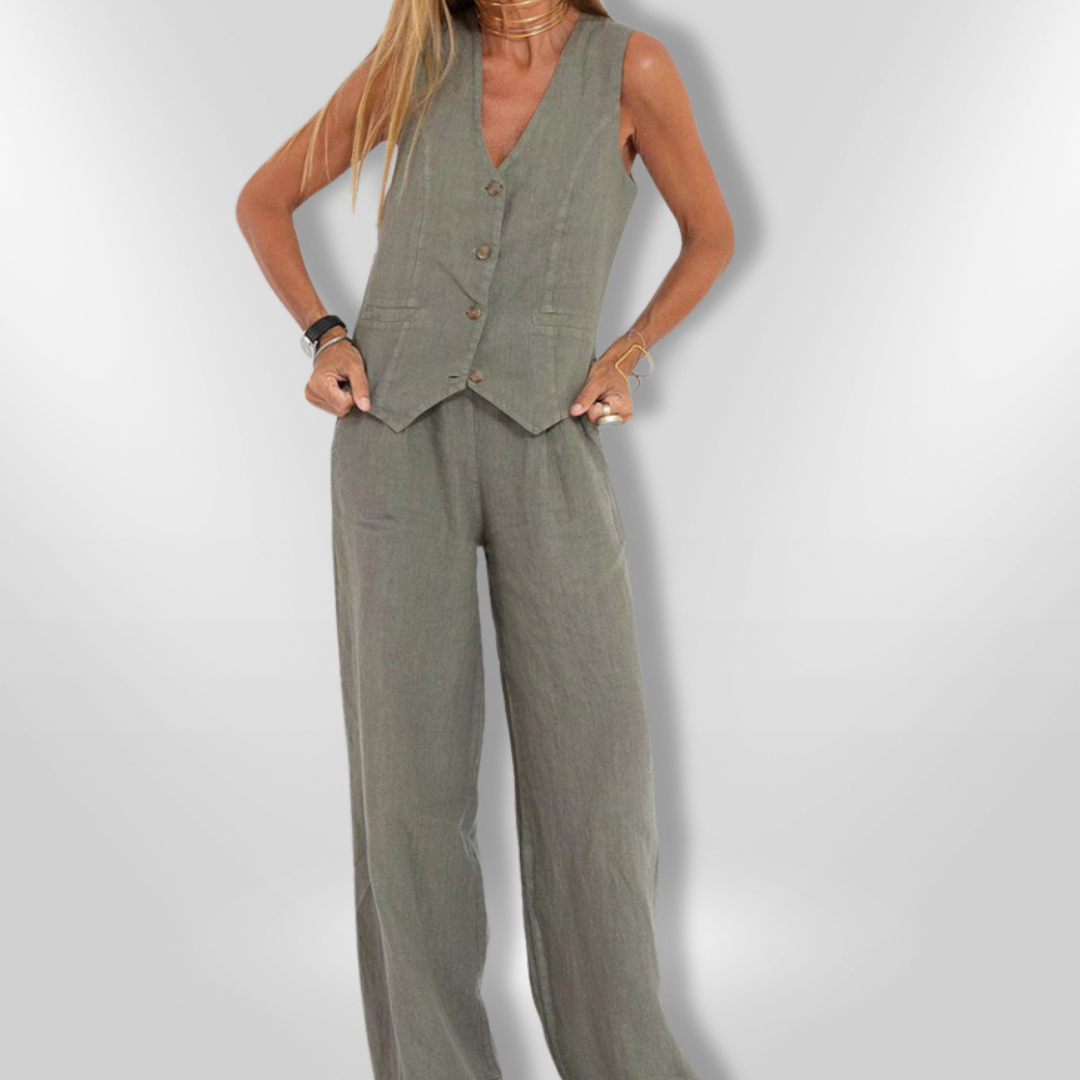 Damensemble med Justerad Top och Lätt Byxa 9