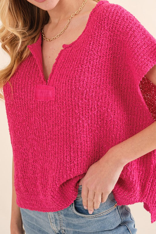 Damer Ärmlös Tröja Mjuk Material Fuchsia 1