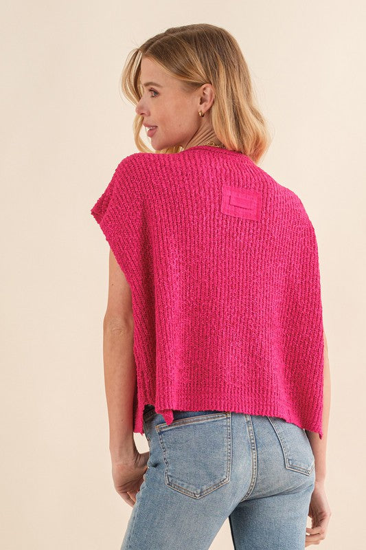 Damer Ärmlös Tröja Mjuk Material Fuchsia 2