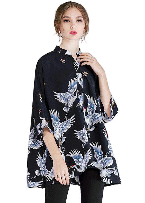 Damer Asymmetrisk Design Skjorta med Ståkrage 0