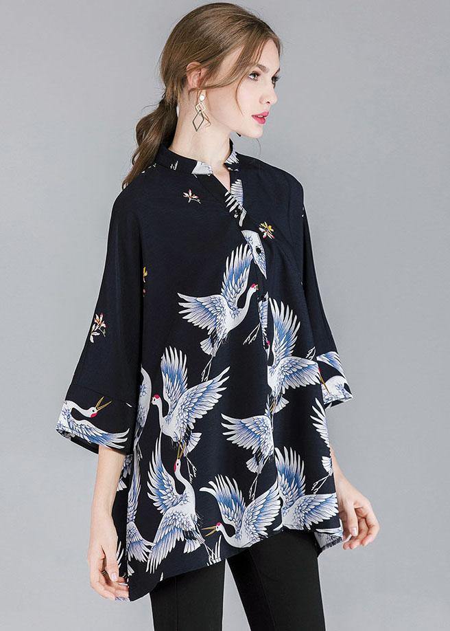 Damer Asymmetrisk Design Skjorta med Ståkrage 3