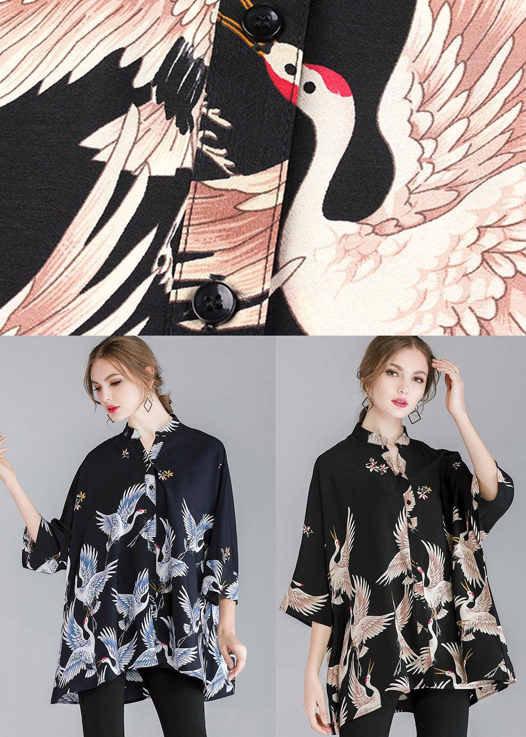 Damer Asymmetrisk Design Skjorta med Ståkrage 4