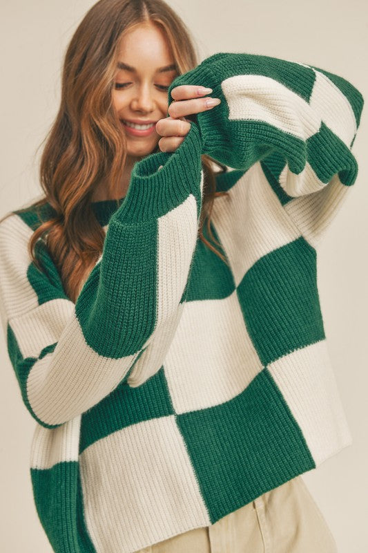 Damer Oversized Pullover Rutigt Mjuk Akrylblandning 1