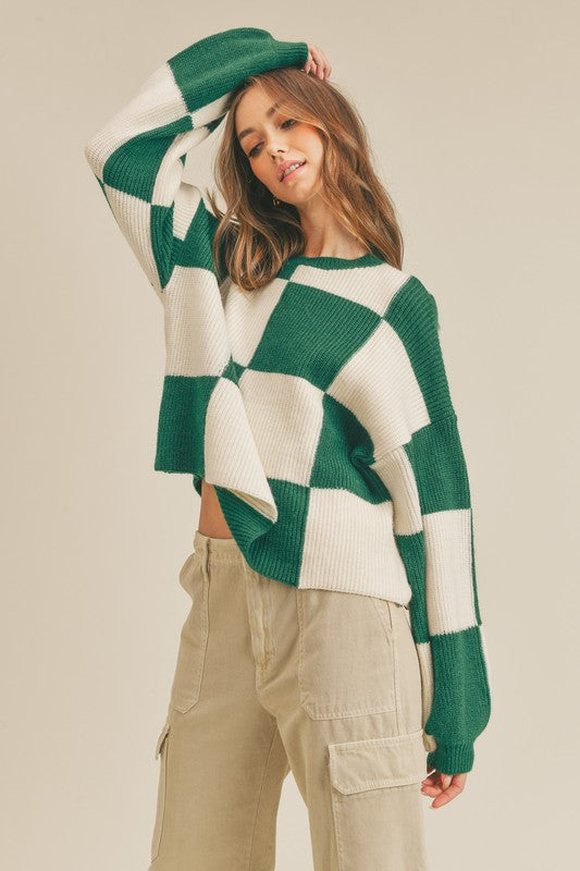 Damer Oversized Pullover Rutigt Mjuk Akrylblandning 2