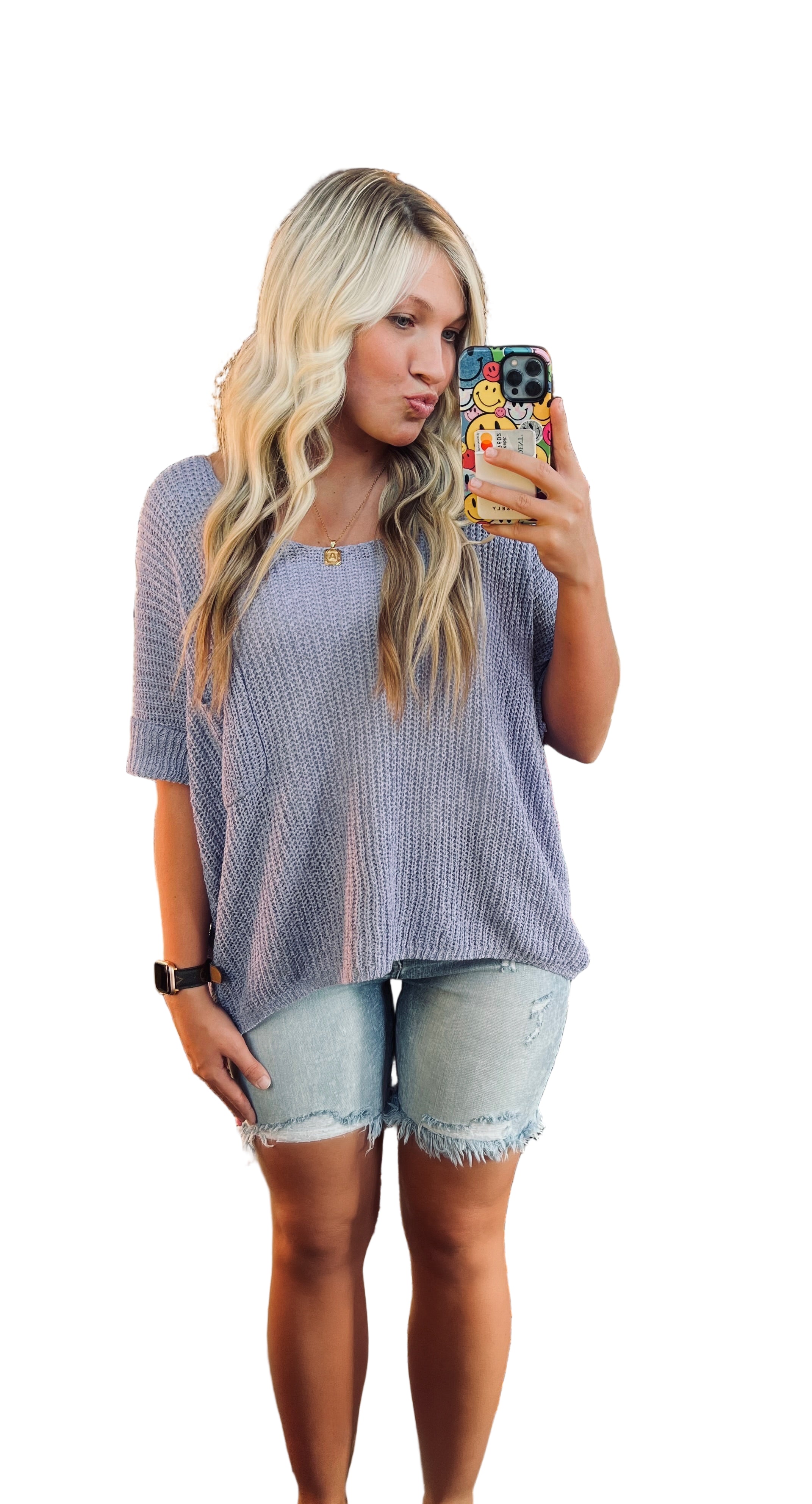 Damernas Bermuda Shorts Hög Midja Distressed 0