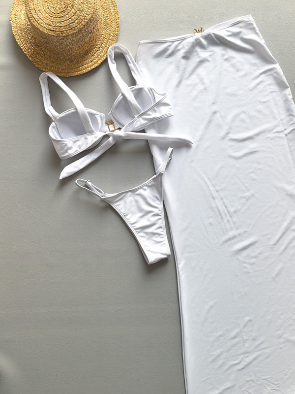 Damernas Bikiniset Tre Delar i Enfärgad Design 2