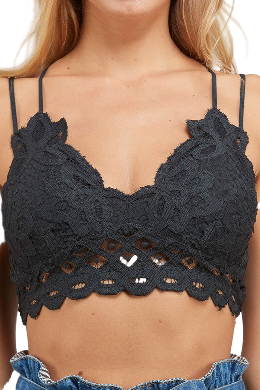 Damernas Bralette med Dubbel Rem och Vågig Spets 0