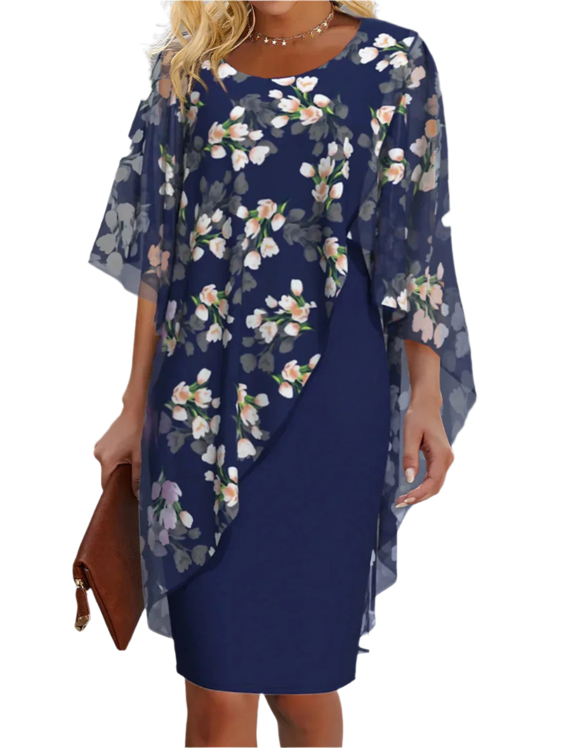 Damernas Chiffonklänning med Blommönster 0