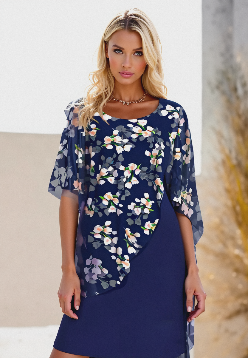 Damernas Chiffonklänning med Blommönster 1