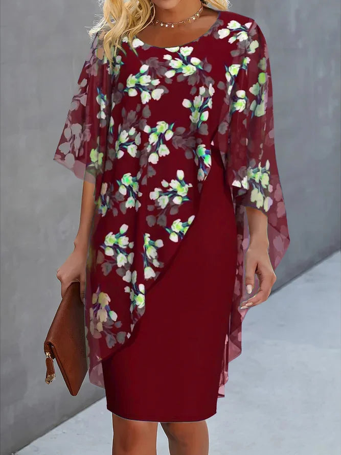 Damernas Chiffonklänning med Blommönster 2