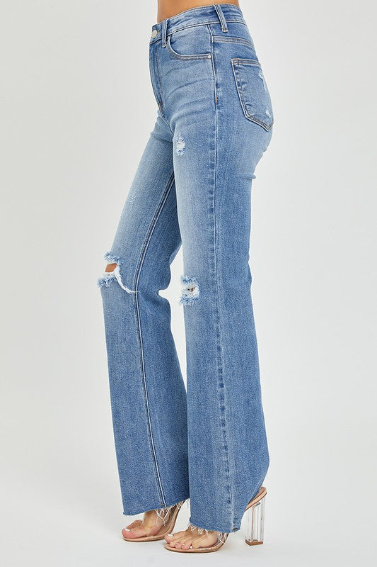 Damernas Flared Jeans Hög Midja Medium Denim 2