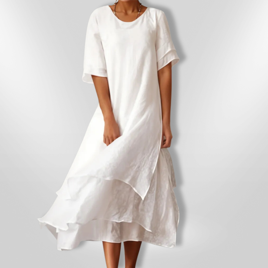 Damernas Klänning Flödande Stil Bomull 5