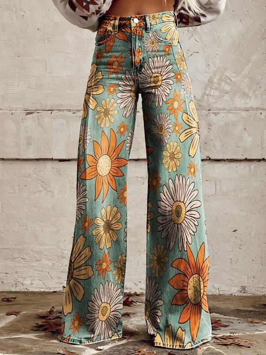 Damernas Långa Denimbyxor Avslappnad Passform Denim 6