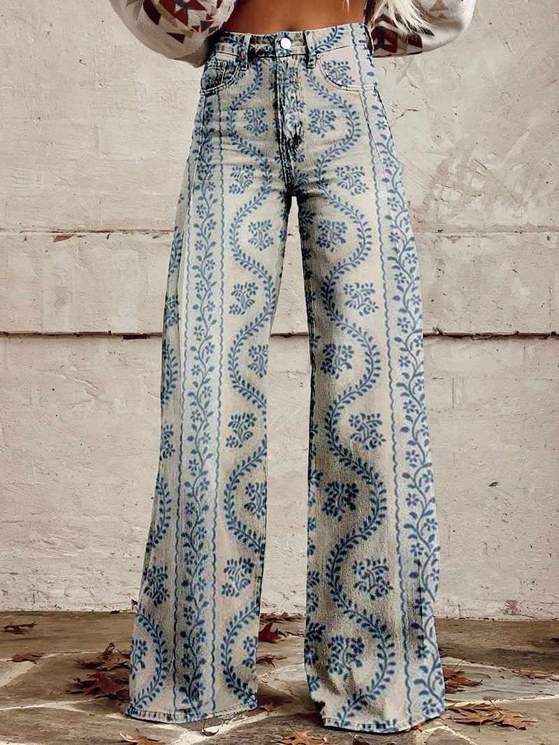 Damernas Långa Denimbyxor Avslappnad Passform Denim 9