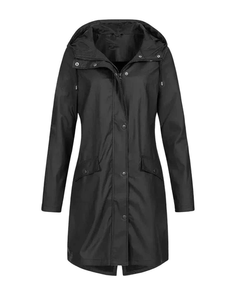 Damernas Långa Regnjacka med Huva 0