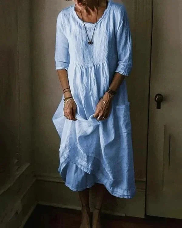 Damernas Midikjol med Vintage-inspirerad Design i Bomull och Lin 0