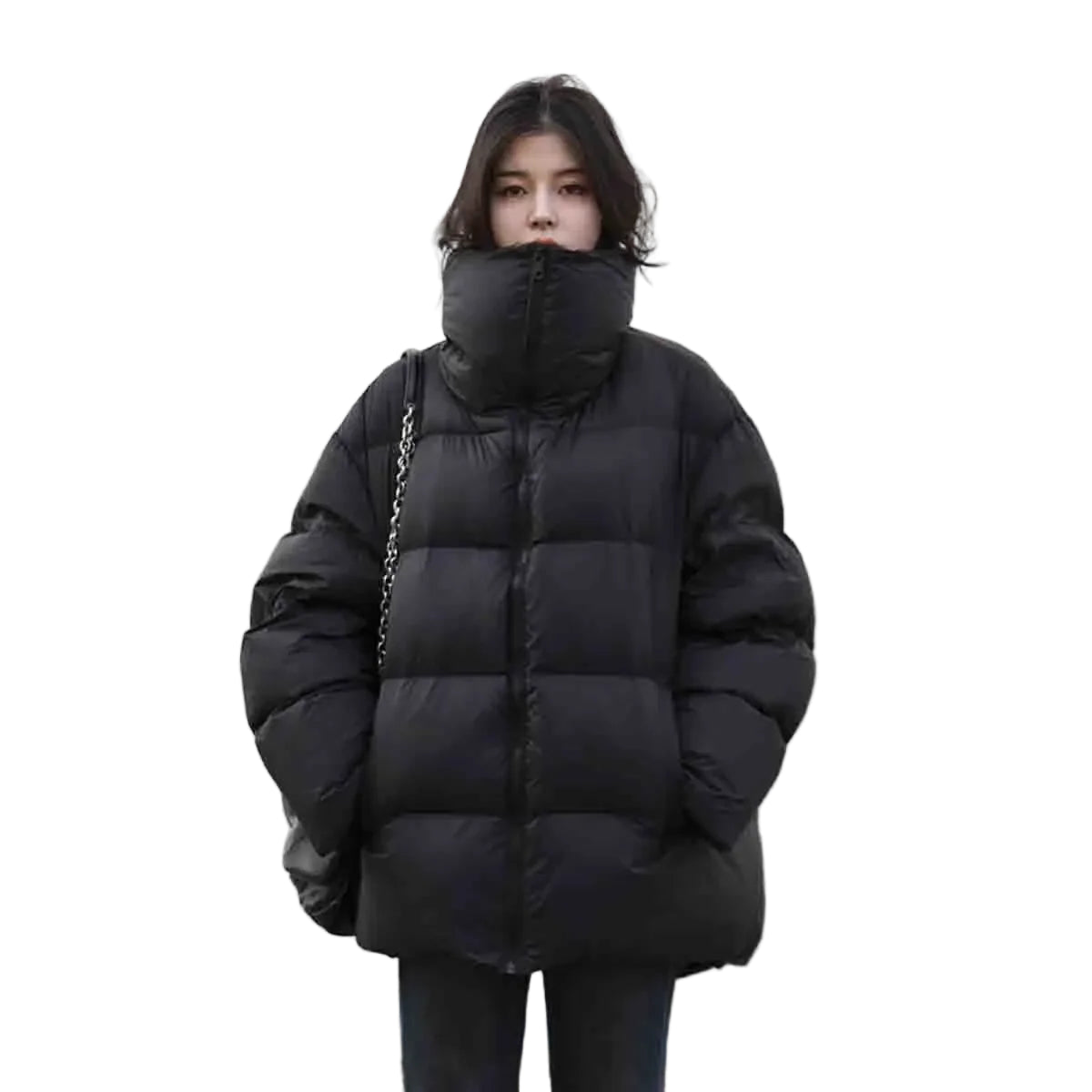 Damernas Nerjacka Ståkrage Enkel Design Värmande Anddun 0