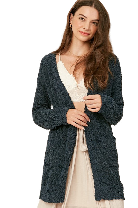 Damernas Öppen Cardigan Chunky Mjuk Akrylblandning 0
