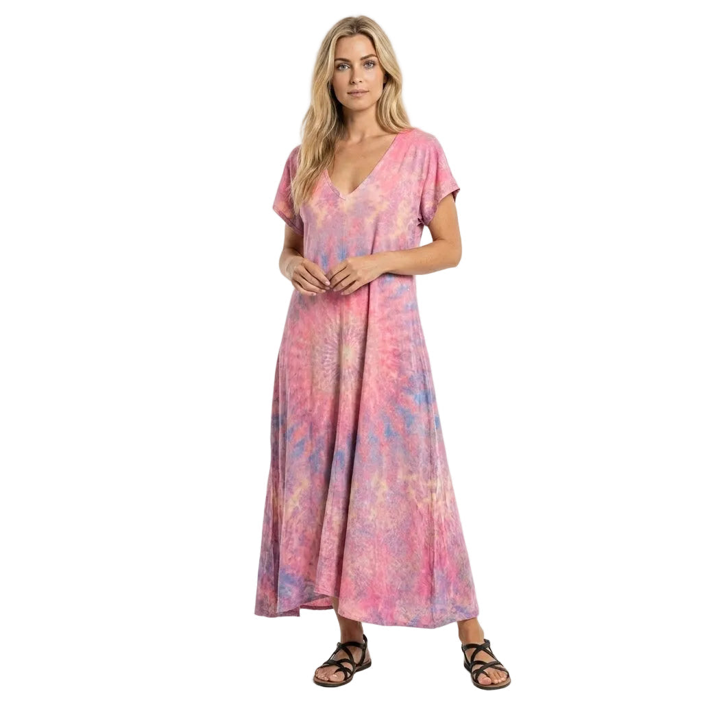 Damernas Sommarklänning V-Hals Flödande Design 0