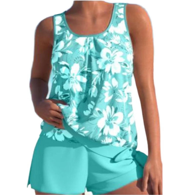 Damernas Tankini Set med Blommönster och Två Färger 0