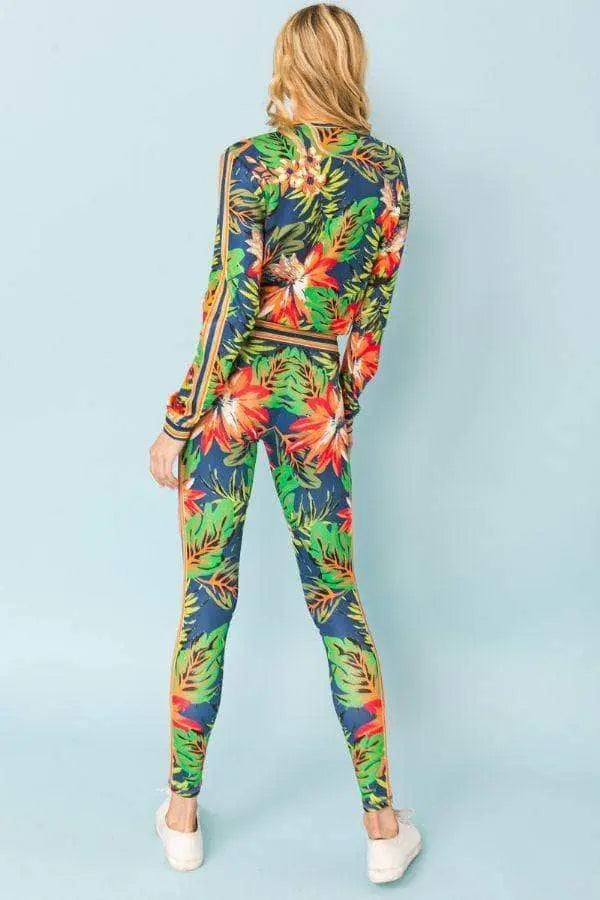 Damernas Träningsset Blommig Mixprint Kabelstickad Design 4