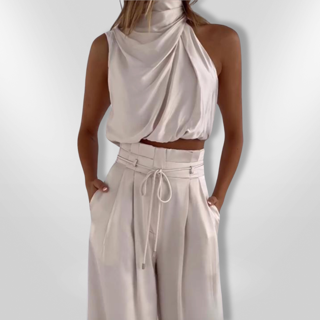 Damernas Tvådelade Set Draperad Polyester 3