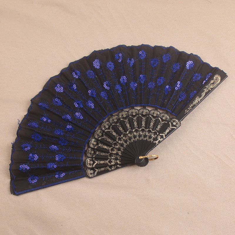 Damhandfläkt Handbroderad Blomdesign 7