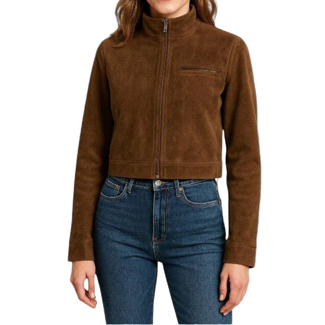 Damjacka Kort Design Med Dragkedja och Minimalistiska Sömdetaljer 0