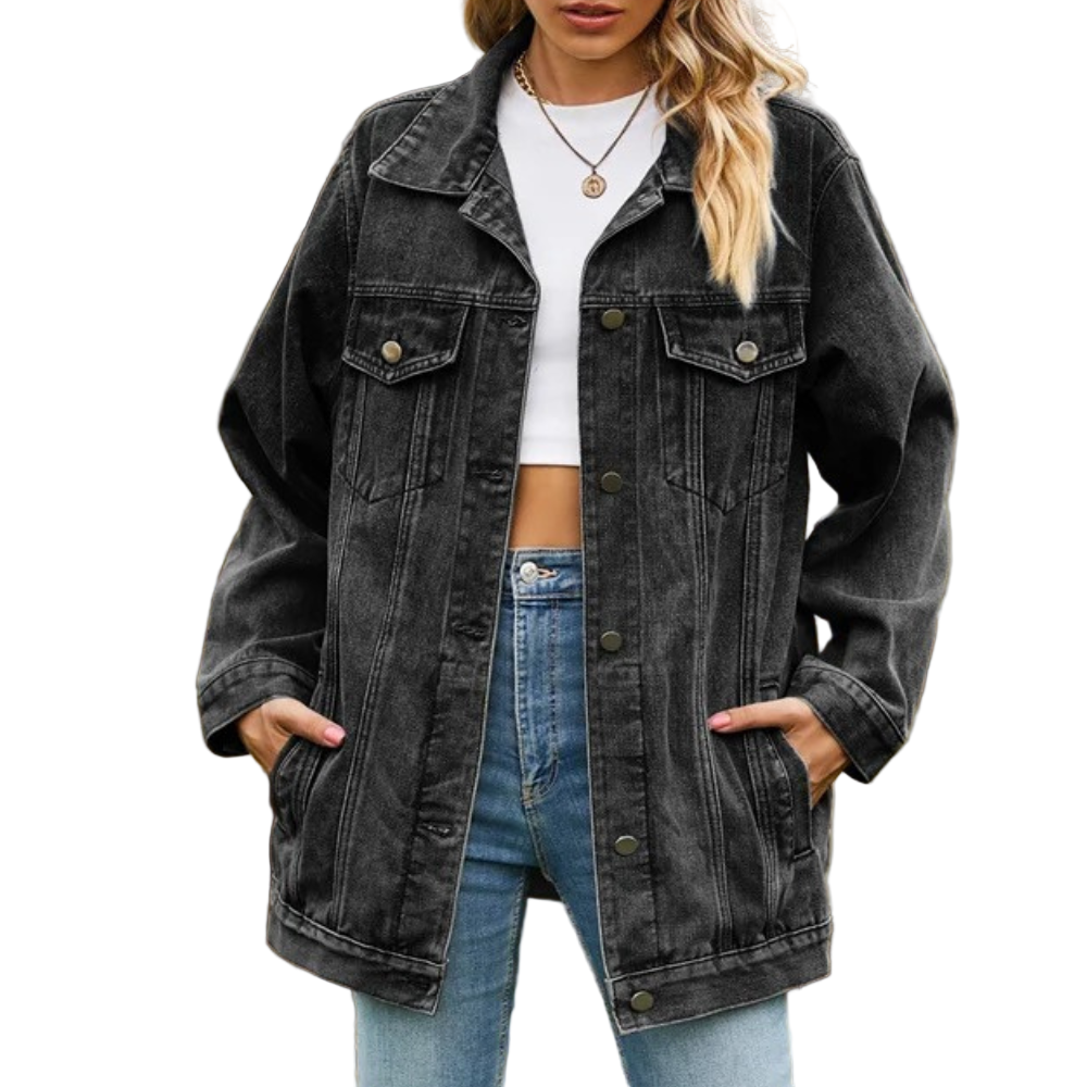 Damjacka Oversize Retro i Denimlook för Kvinna 0