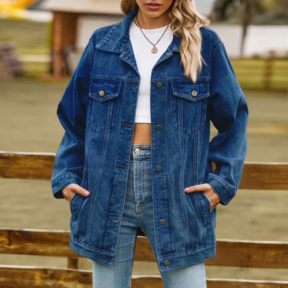 Damjacka Oversize Retro i Denimlook för Kvinna 7