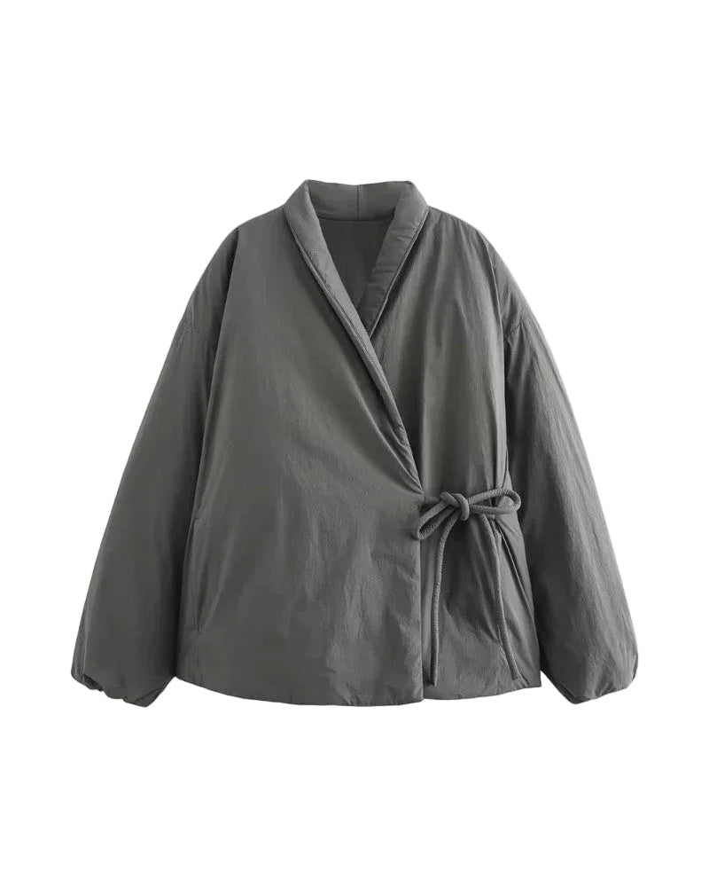 Damjacka Puffer med Knytband och Asymmetrisk Silhuett 0